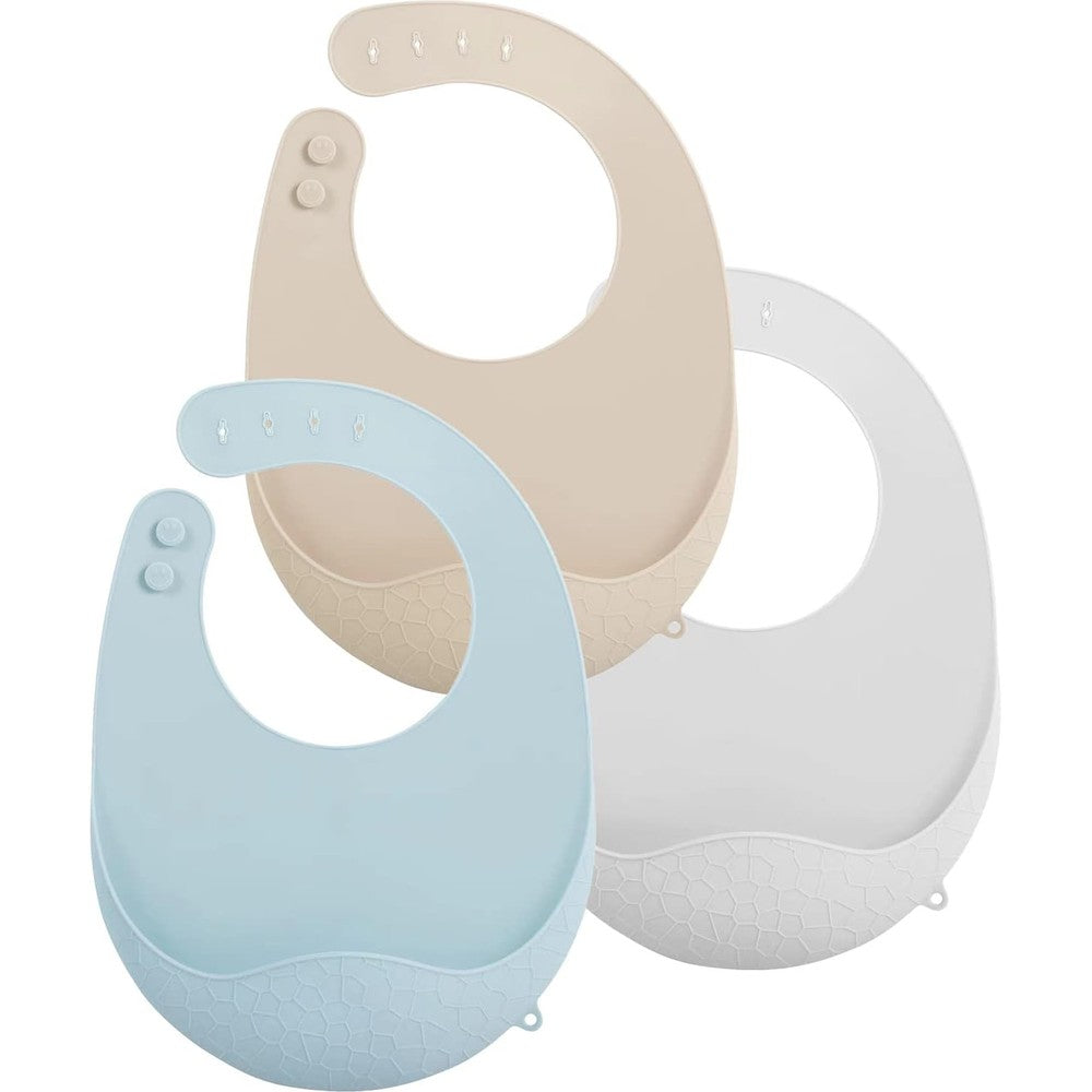 PandaEar 3 pack silicone baby bibs front view
