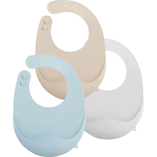 PandaEar 3 pack silicone baby bibs front view