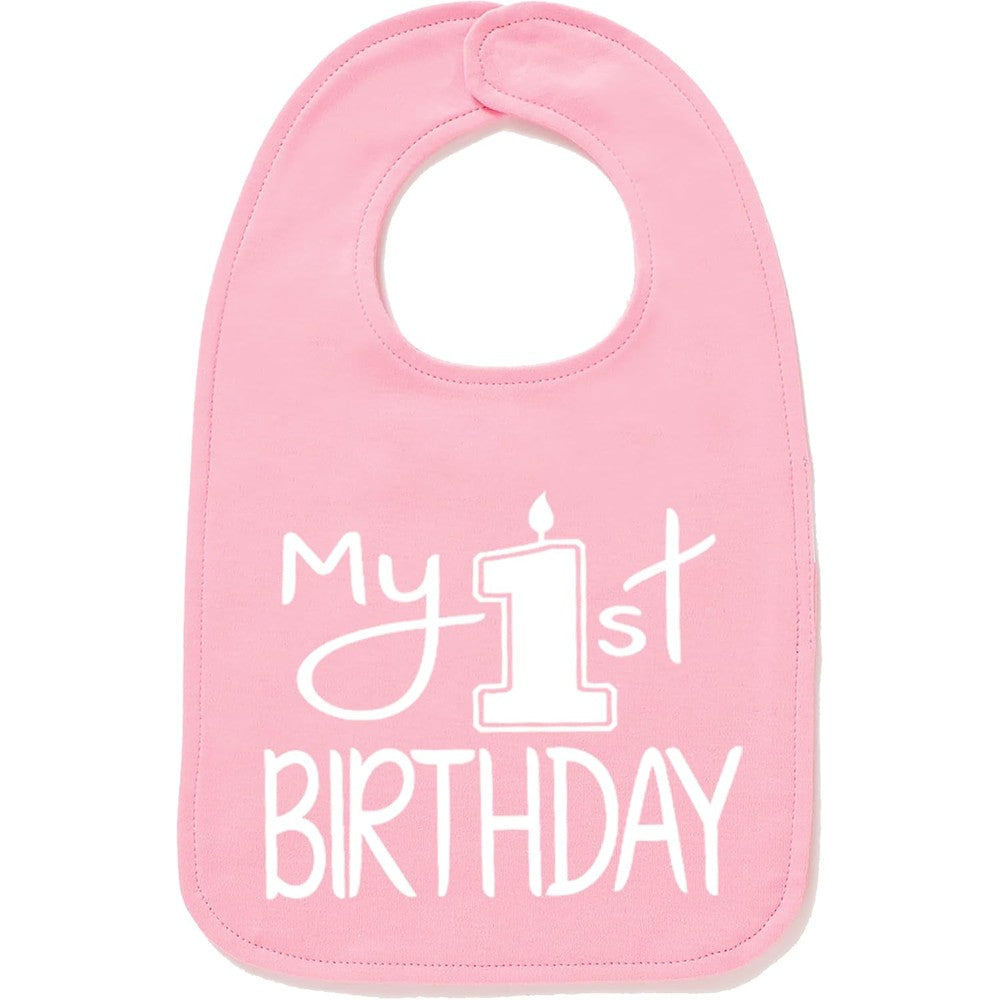 Aiden's Corner first birthday smash cake bib front view showcasing premium cotton fabric.
