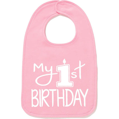 Aiden's Corner first birthday smash cake bib front view showcasing premium cotton fabric.