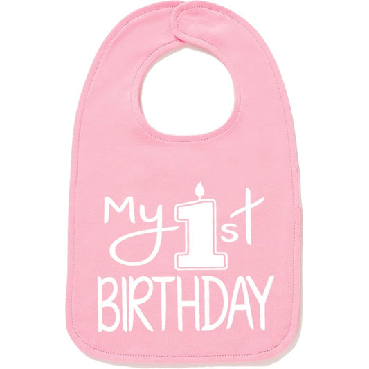 Aiden's Corner first birthday smash cake bib front view showcasing premium cotton fabric.
