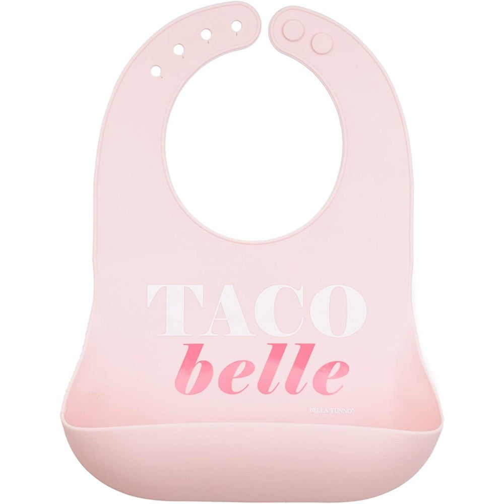 Bella Tunno Wonder Bib Taco Belle front view adjustable silicone baby bib
