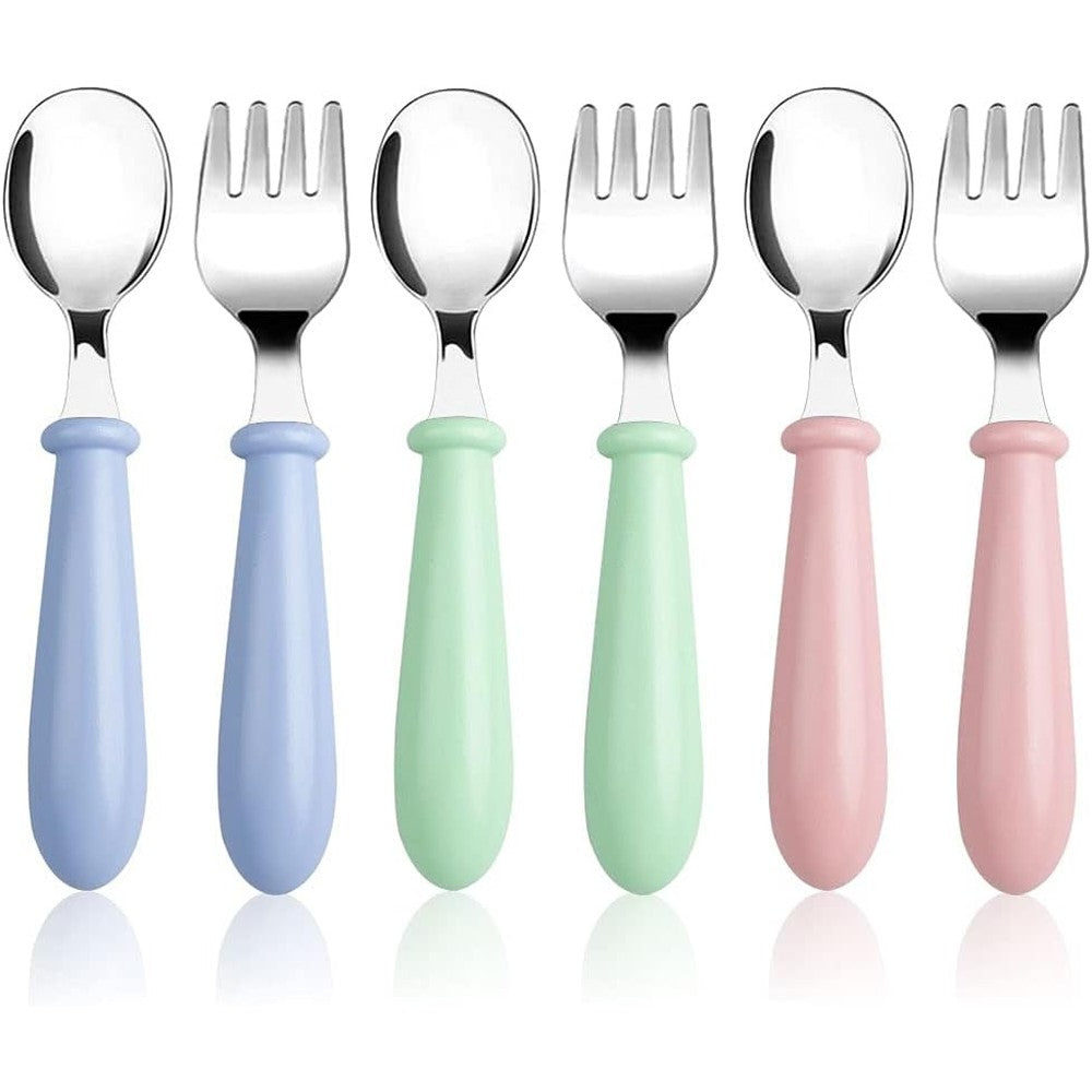 Pimoys toddler utensils stainless steel set front view