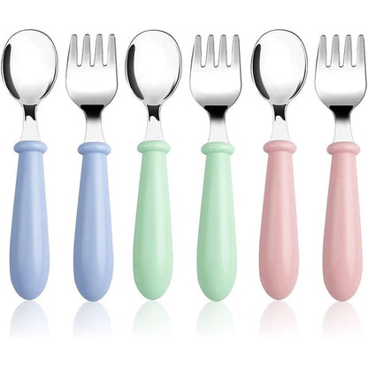 Pimoys toddler utensils stainless steel set front view