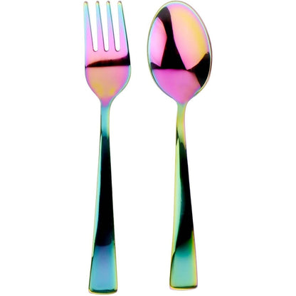 Ahimsa stainless steel kids rainbow fork and spoon set front view