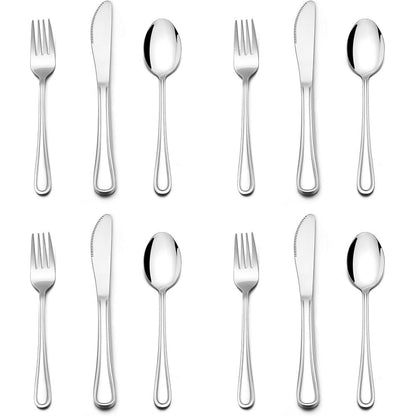 E-far 12-piece kids stainless steel silverware set front view