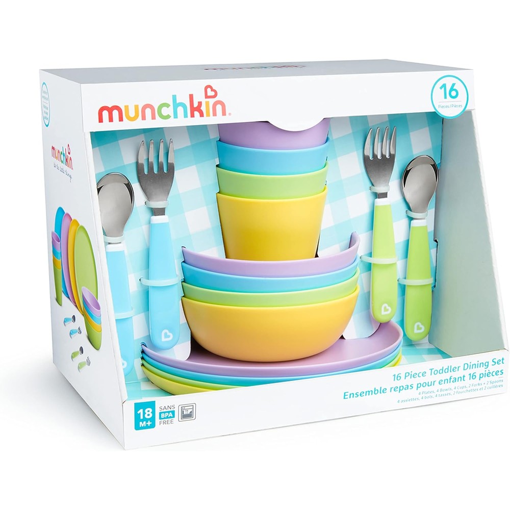 Munchkin 16 Piece Baby and Toddler Feeding Supplies Set front view