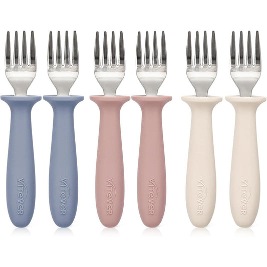 Vitever toddler forks set with silicone handles front view