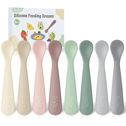 Drkio 8 piece silicone baby spoons set front view