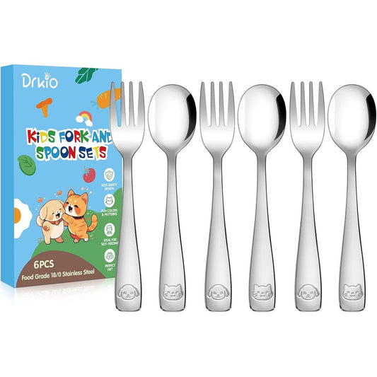 Drkio stainless steel toddler utensils set front view