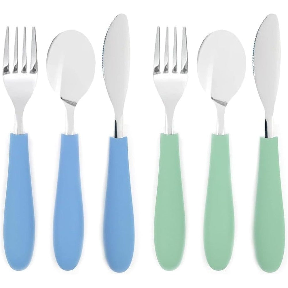 Elk and Friends kids stainless steel silverware set front view