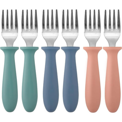 Pimoys stainless steel toddler forks 6-pack front view