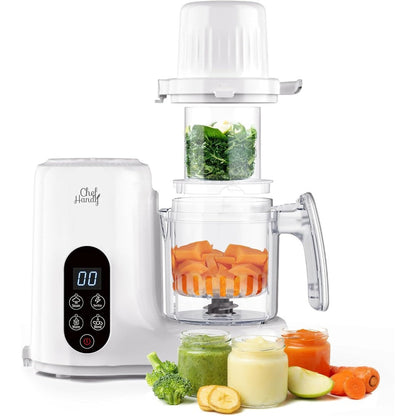Chefhandy baby food maker front view showing white touchscreen panel