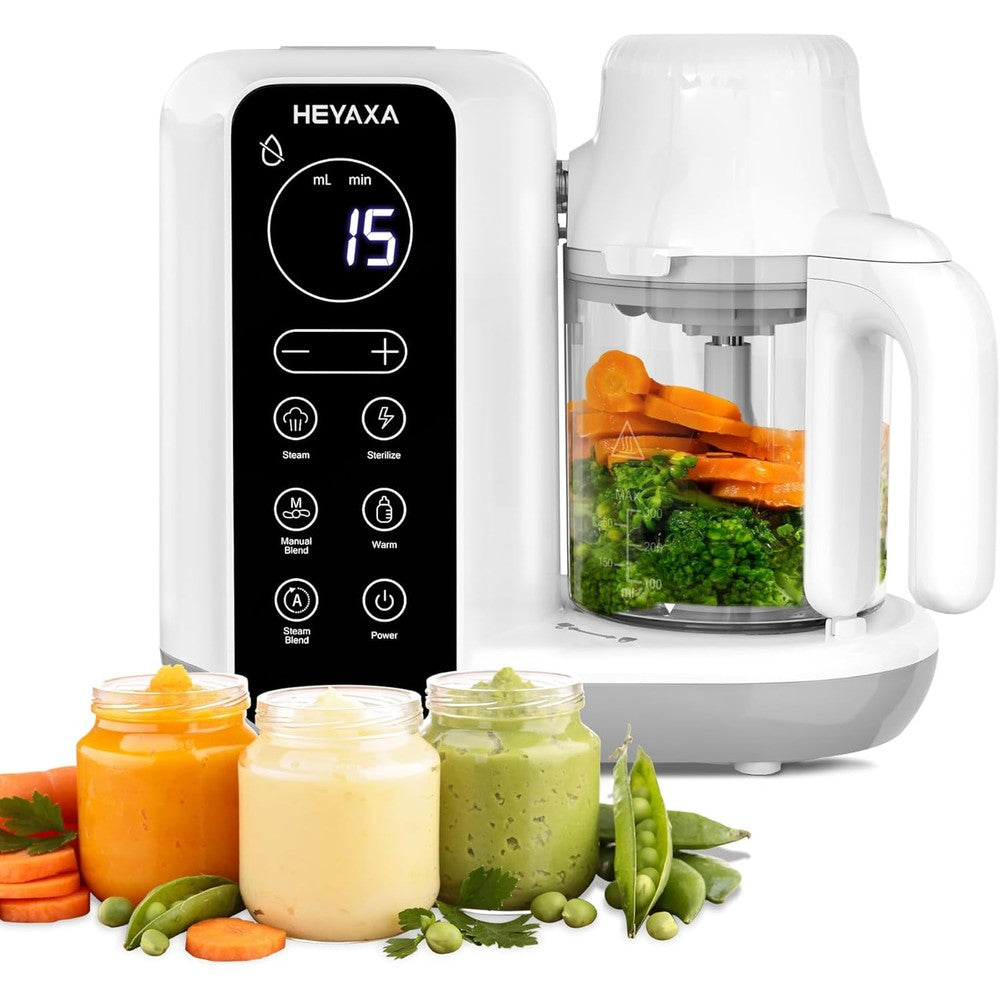 HEYAXA baby food maker front view automatic steamer and blender for nutritious meals