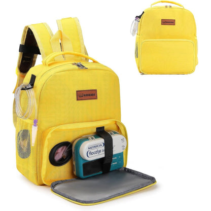 WAIBIBABU feeding tube backpack for kids front view in bright yellow color