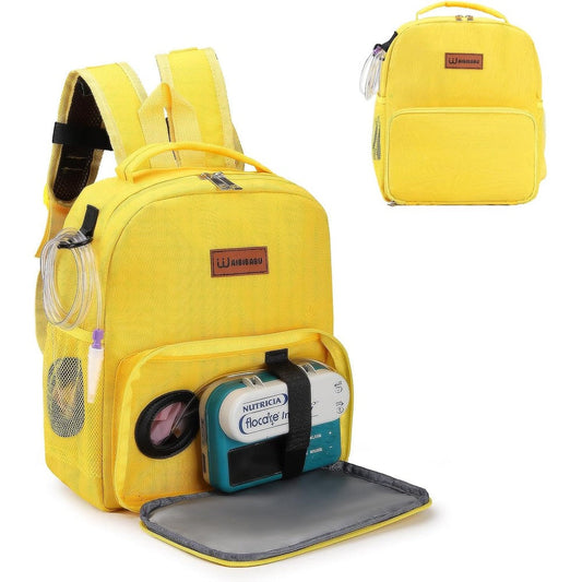 WAIBIBABU feeding tube backpack for kids front view in bright yellow color