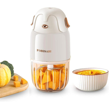 FOBISABI Baby Food Maker front view showing white design with gold buttons
