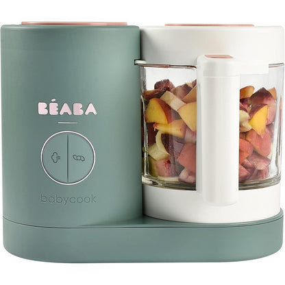 Beaba Babycook Neo Eucalyptus front view baby food processor on kitchen counter