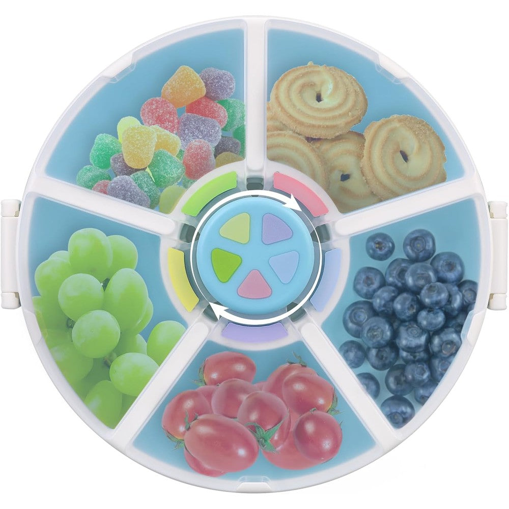 Joopetalk kids reusable rotating snack container front view blue