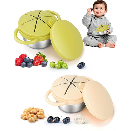 Theoni stainless steel snack cups set yellow and beige front view