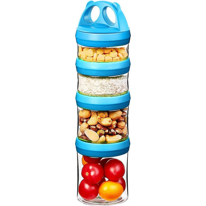 Seleware 4-piece stackable food storage set in blue