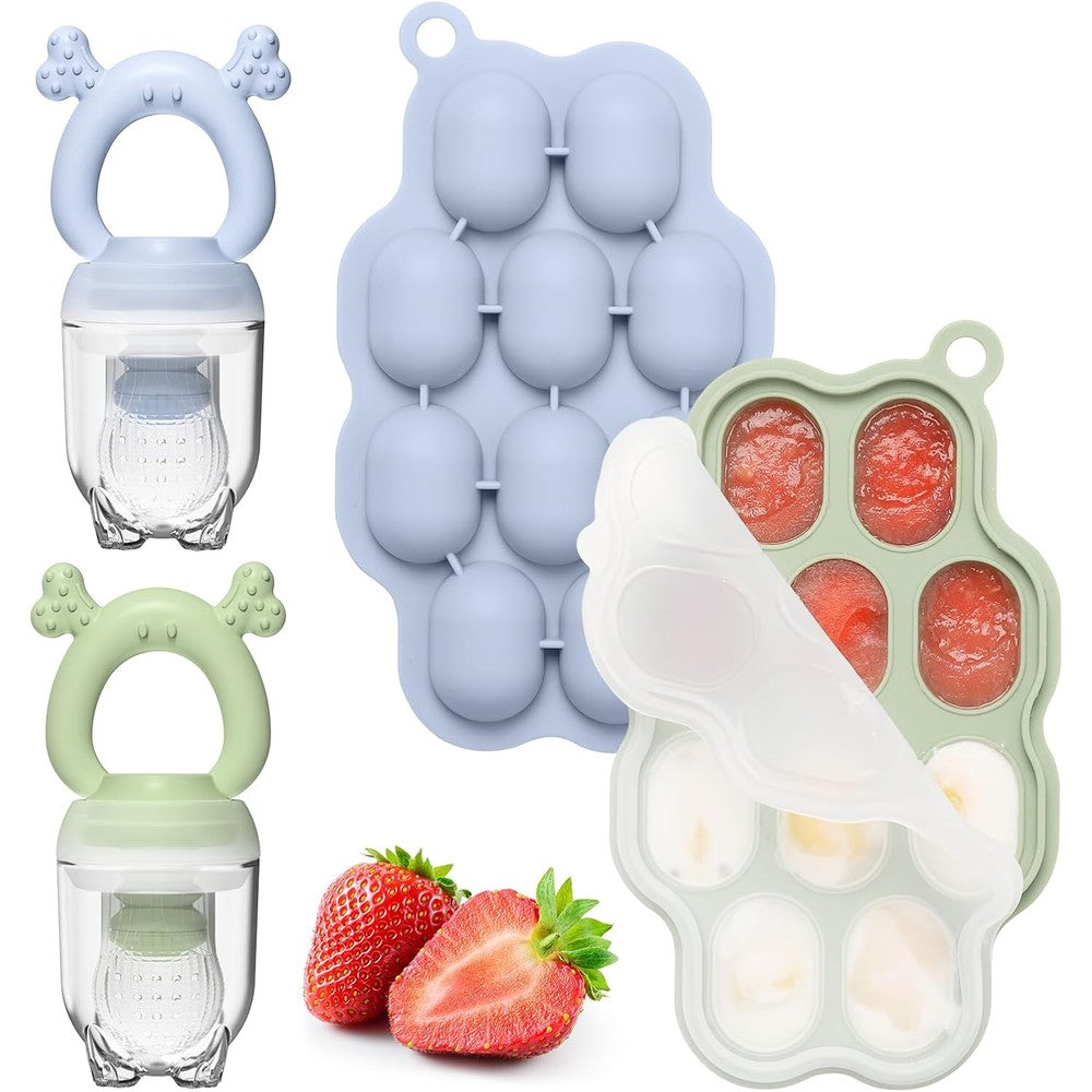KingKam baby breastmilk popsicle molds and fruit feeder front view