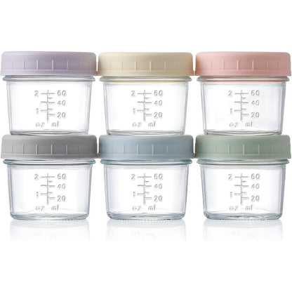 Vitever 6 Pack glass baby food storage containers front view