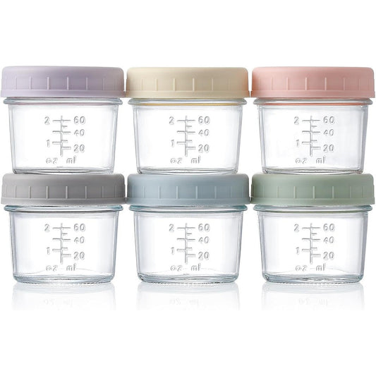 Vitever 6 Pack glass baby food storage containers front view