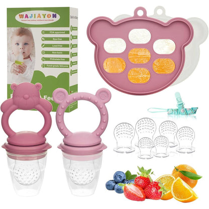 Wajiayon baby breastmilk popsicle molds and fruit feeder set front view