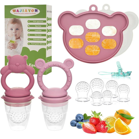 Wajiayon baby breastmilk popsicle molds and fruit feeder set front view