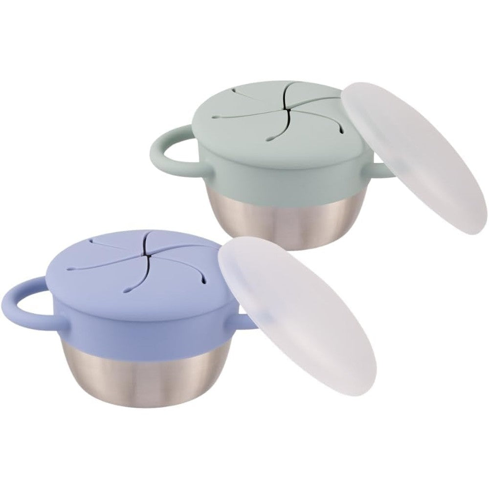 Elk and Friends stainless steel snack cups set with side handles