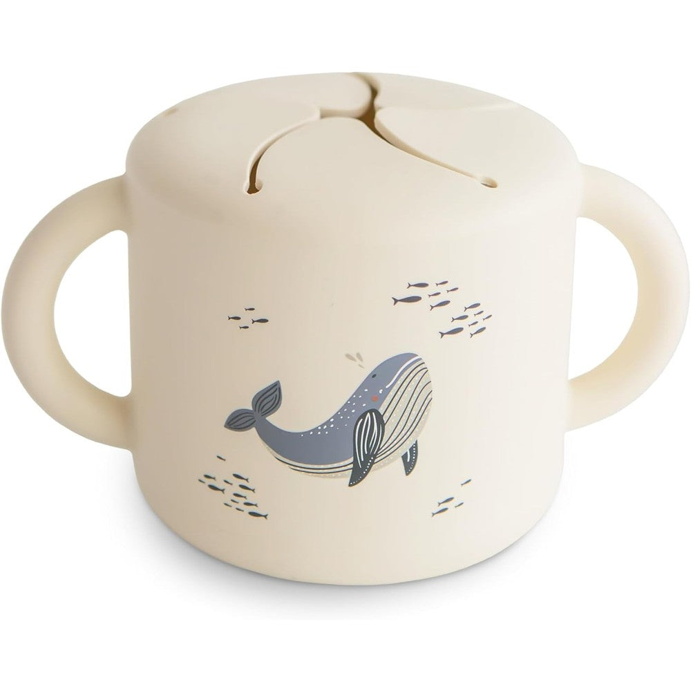 Mushie Silicone Snack Cup Whales design front view