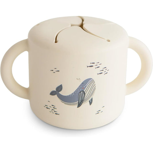 Mushie Silicone Snack Cup Whales design front view