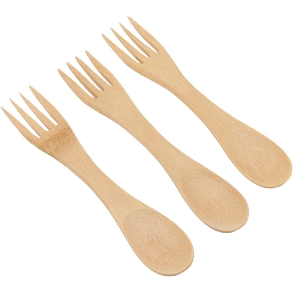 Srliya wooden cartoon spork set front view