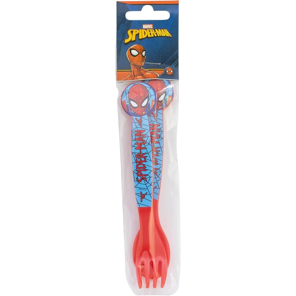 Stor Spiderman kids cutlery fork and spoon set front view