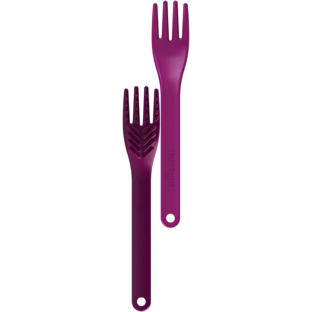 TalkTools Magenta Fork textured therapeutic feeding tool front view for oral sensory awareness