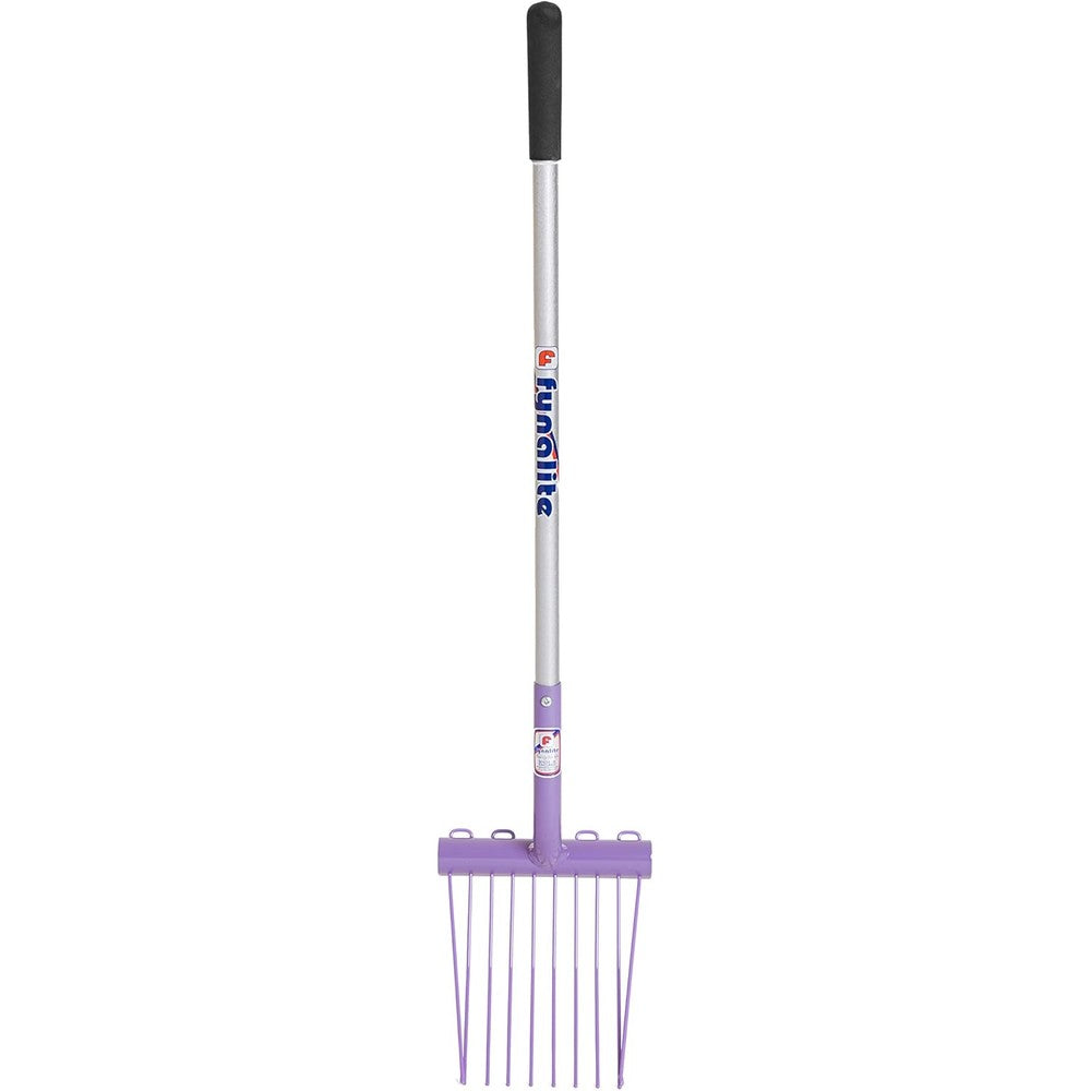 Fynalite Mini Mucka Childs Stable Fork Purple front view for yard work