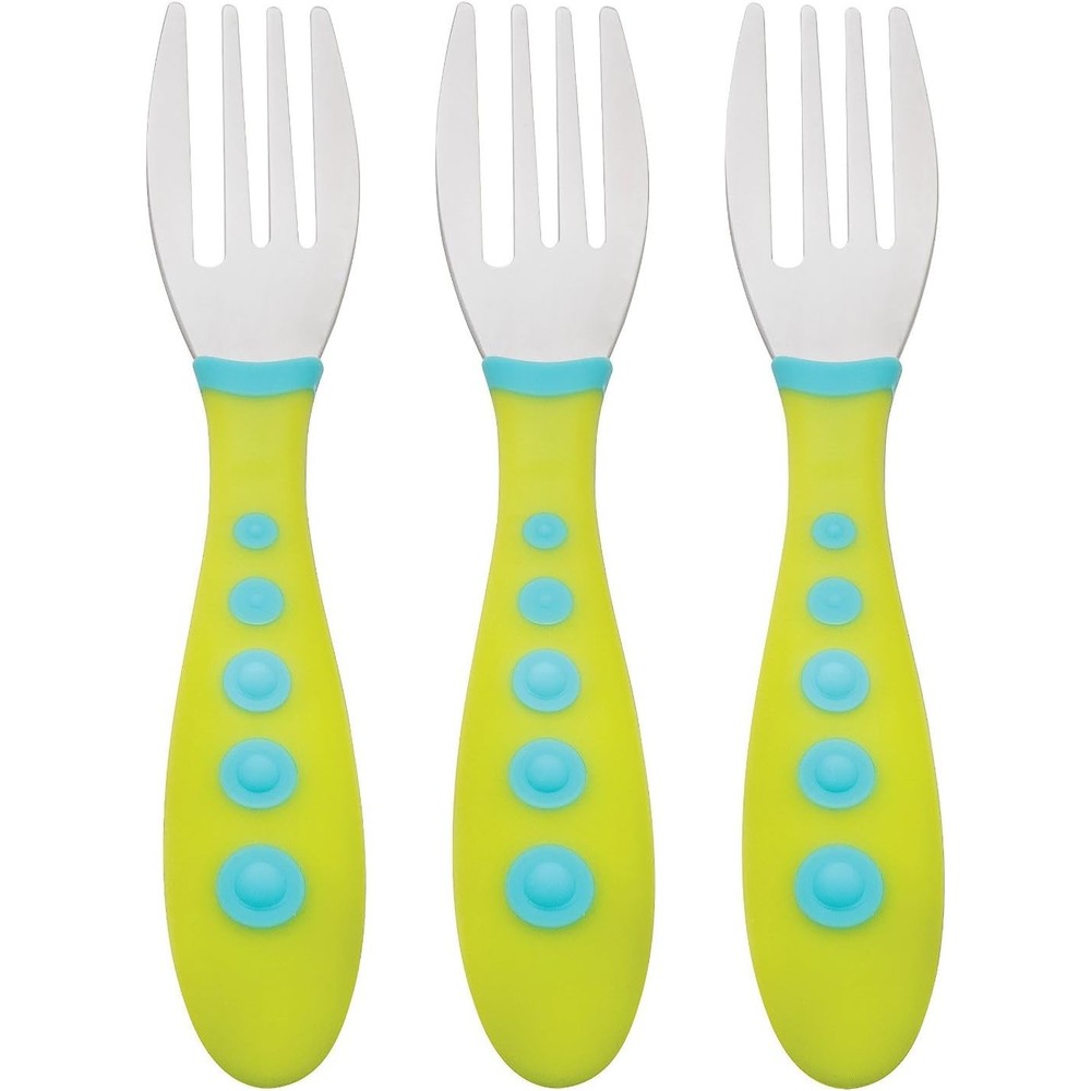 Nuk Gerber Graduates Kiddy Cutlery Forks 3 pack in green with stainless steel tips