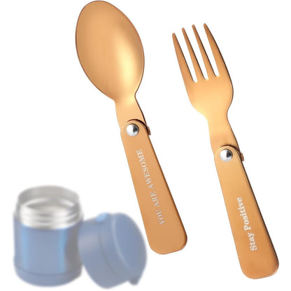 Lyreh foldable spoon and fork set rose gold front view