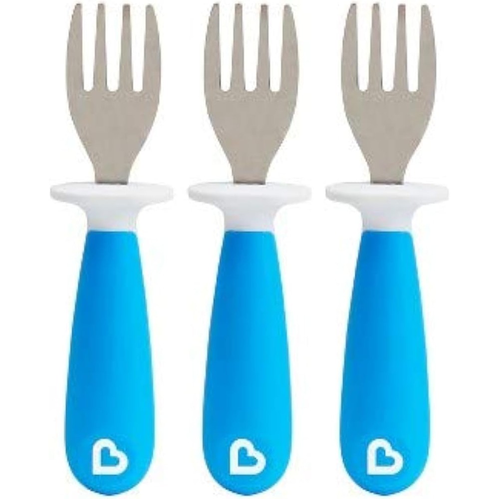 Munchkin Raise Toddler Fork Set blue 3 piece set front view