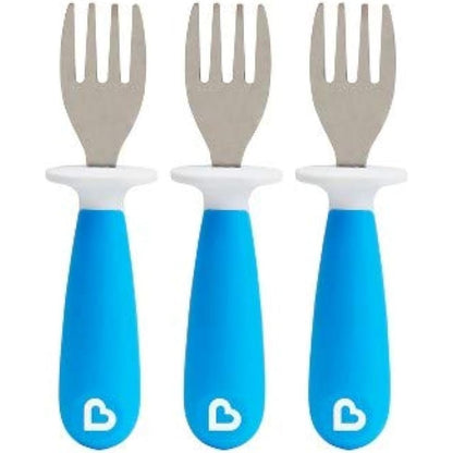 Munchkin Raise Toddler Fork Set blue 3 piece set front view