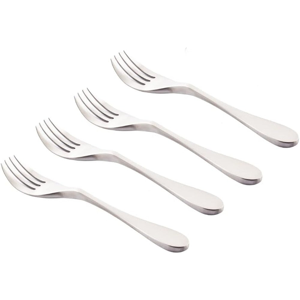 Knork child fork 4 piece set front view silver matte