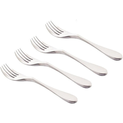 Knork child fork 4 piece set front view silver matte