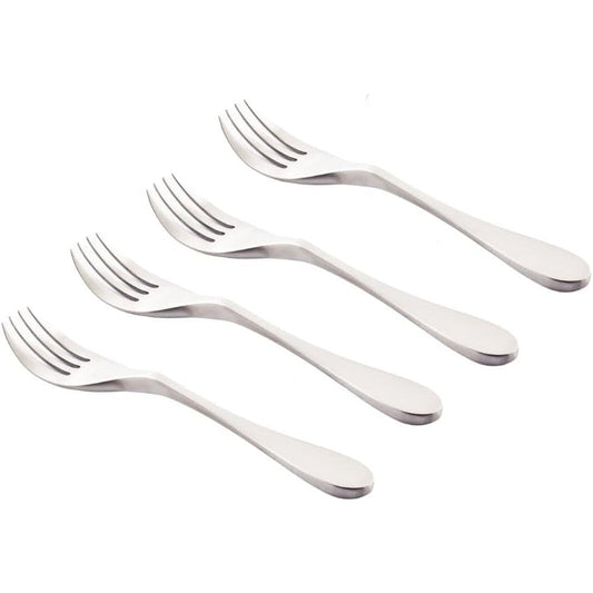 Knork child fork 4 piece set front view silver matte