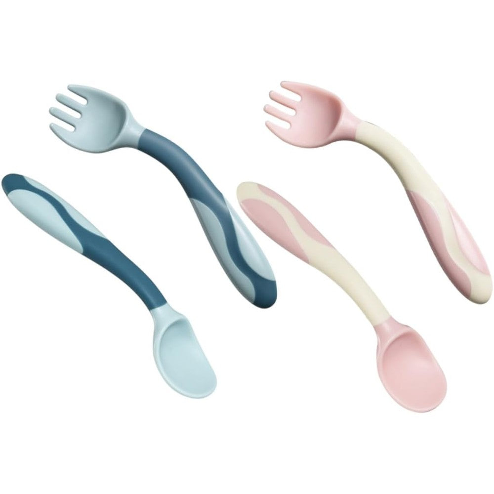 Rudsaa silicone feeding spoons and forks front view baby training utensils set