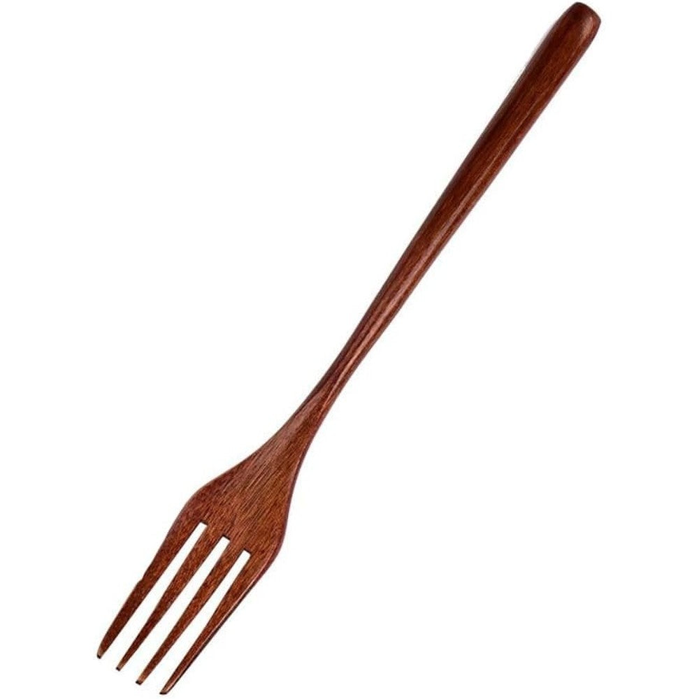 Fydun handmade natural wooden spoon and fork set front view