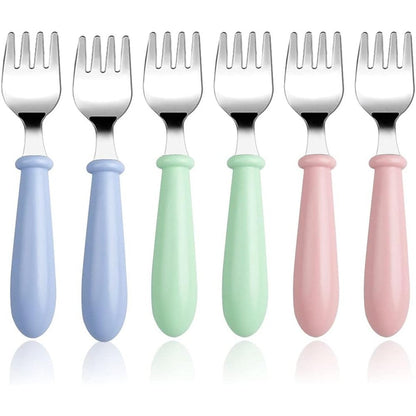 Pimoys 6 pack stainless steel toddler forks front view
