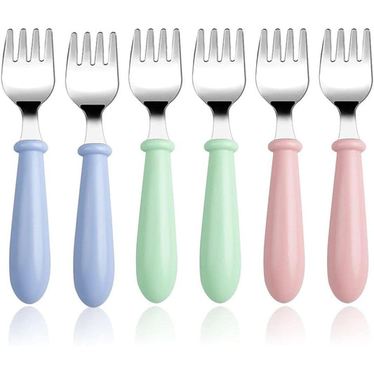 Pimoys 6 pack stainless steel toddler forks front view