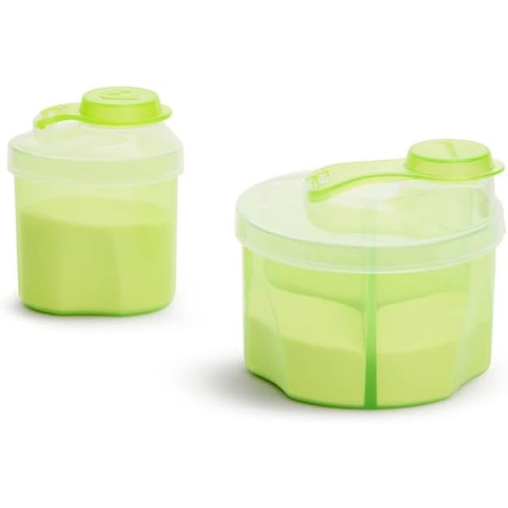 Munchkin Powdered Formula Dispenser Combo Pack in green featuring the single serve and three compartment containers