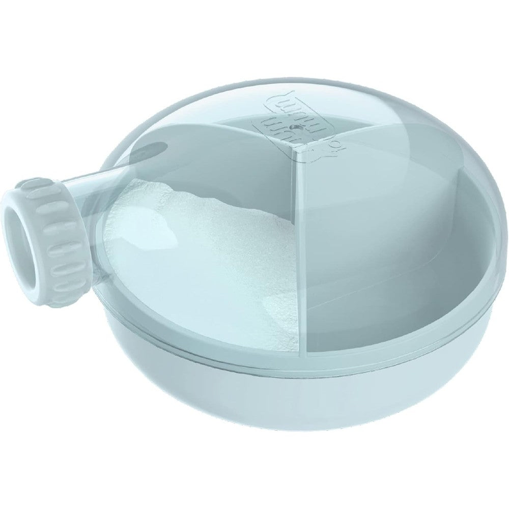 Mum To Mum rotating baby formula dispenser front view green container for travel